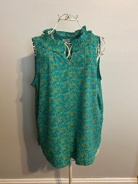 Tres Jolie Accessories Teal Blue and Yellow Printed Top
